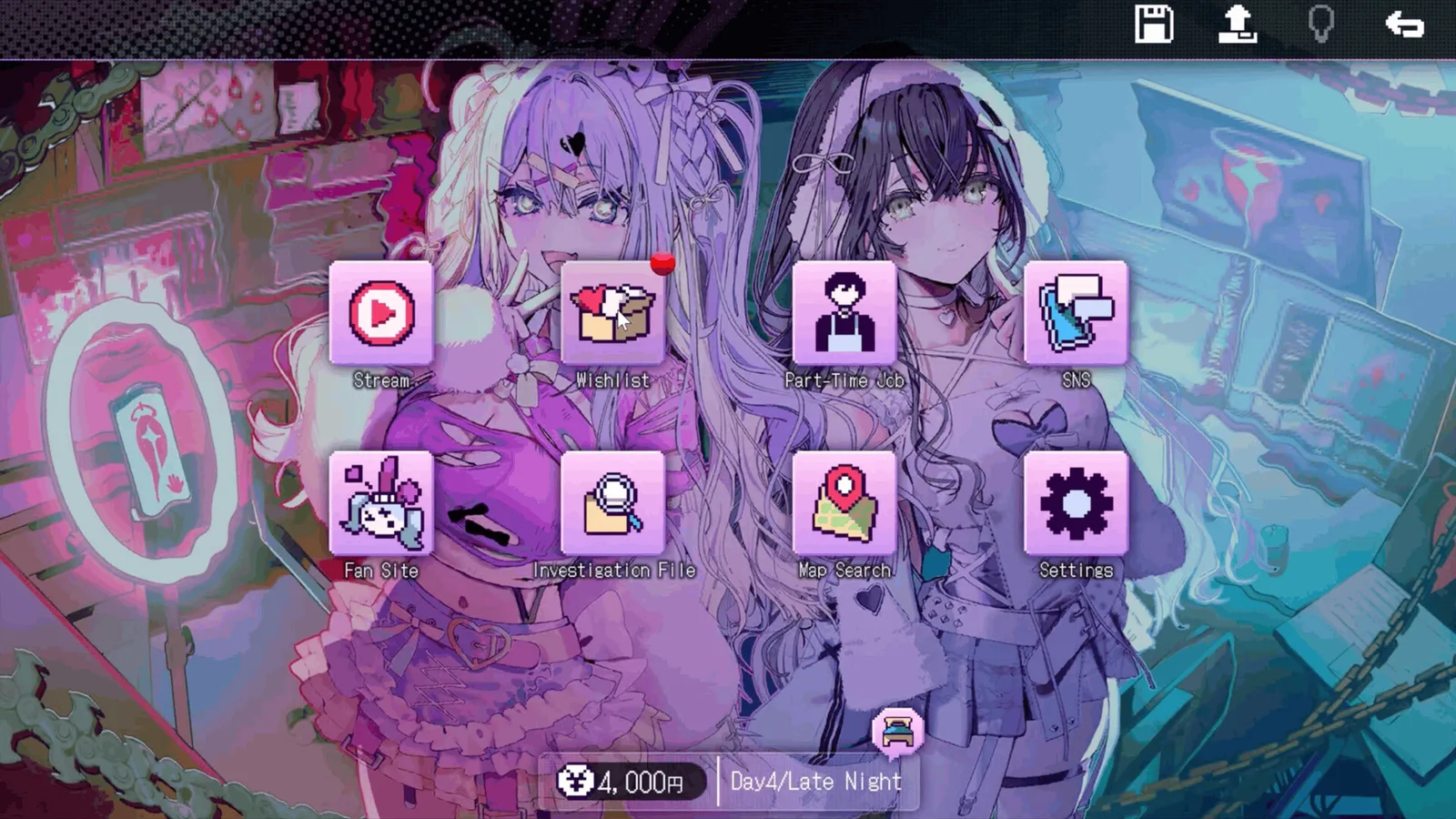 Gallery screen with Tsumimi and Mashiro character portraits side by side